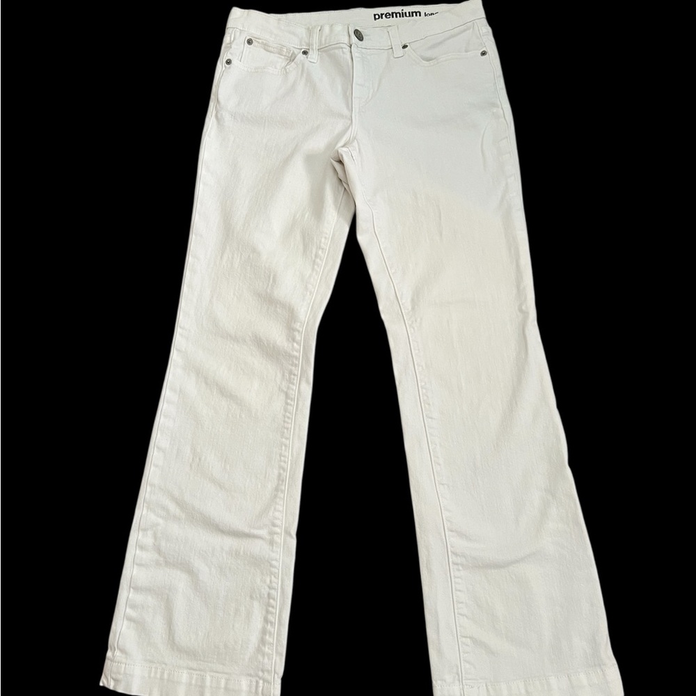 Gap Long & Lean Optic White Flared Denim Mid Rise (8.5”) Jeans Size 6/28. - Picture 2 of 14